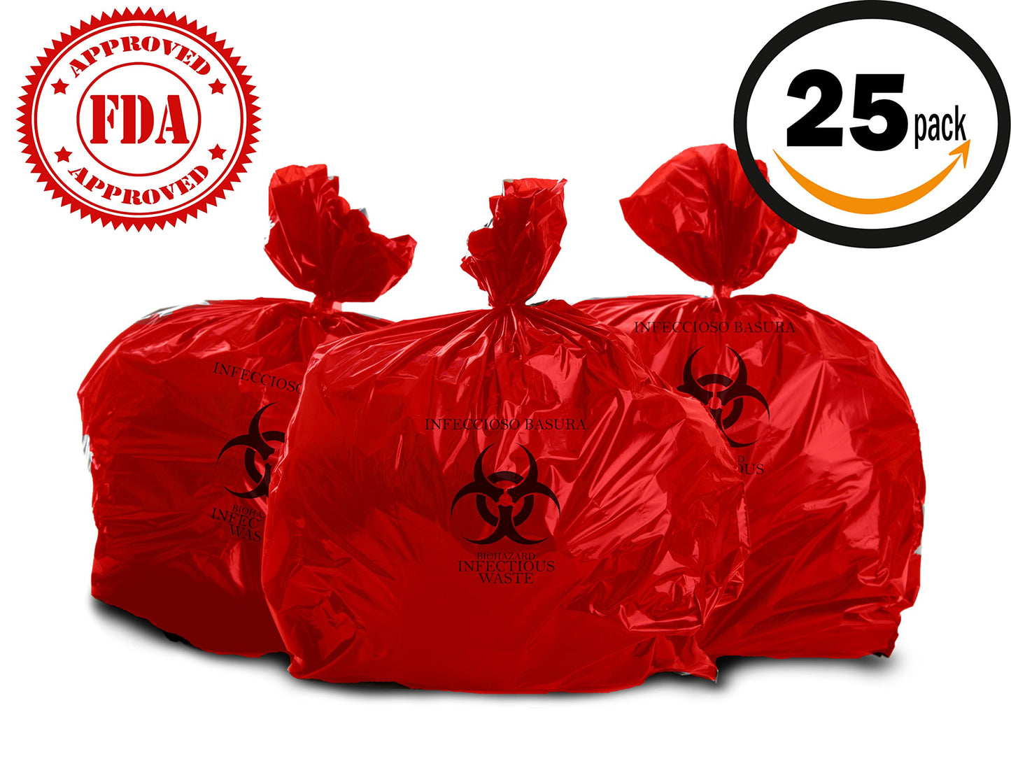 Oakridge Heavy Duty 10 Gallon Biohazard Waste Bags (Roll of 25) - Professional Grade