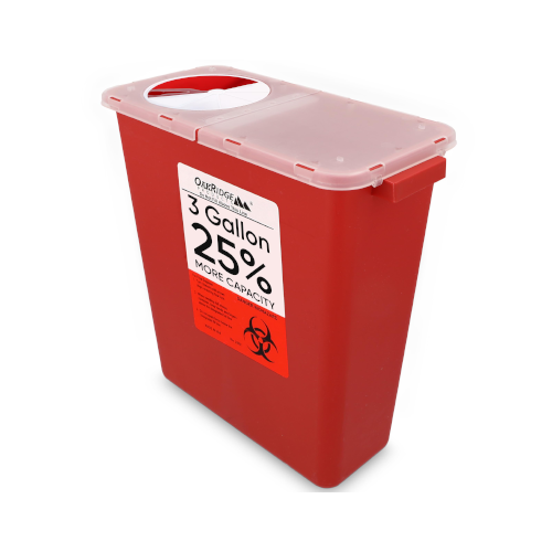 Oakridge Products Large Sharps Container for Home Use and Professional 3 Gallon (1-Pack) with Rotating lid, Biohazard Needle and Syringe Disposal, CDC Certified