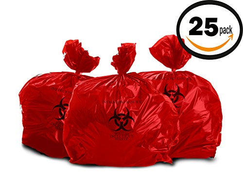 Bulk Priced Heavy Duty Biohazard Bags by The Roll (10 Gallon) (25 Bags)