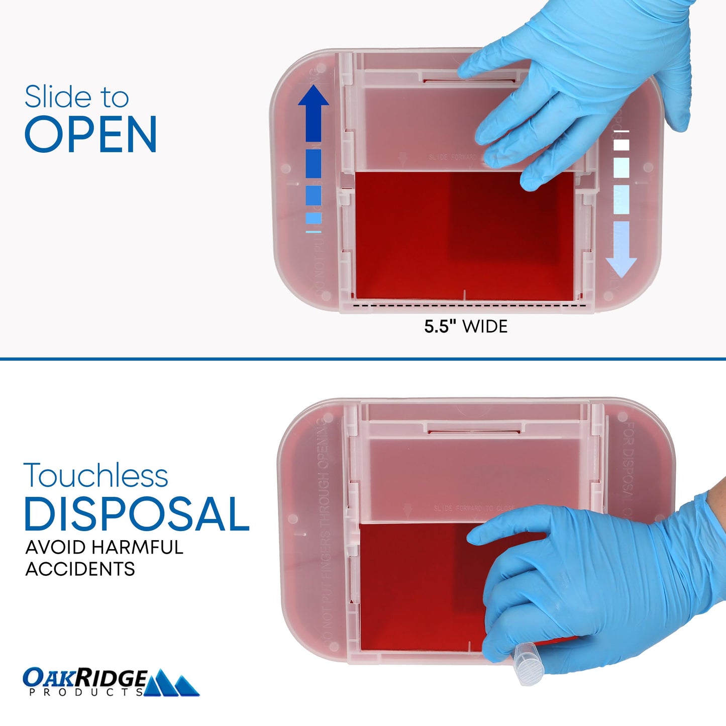 Oakridge Products Large Sharps Container for Home Use and Professional 2 Gallon (20-Pack) with Sliding Top, Biohazard Needle and Syringe Disposal, CDC Certified