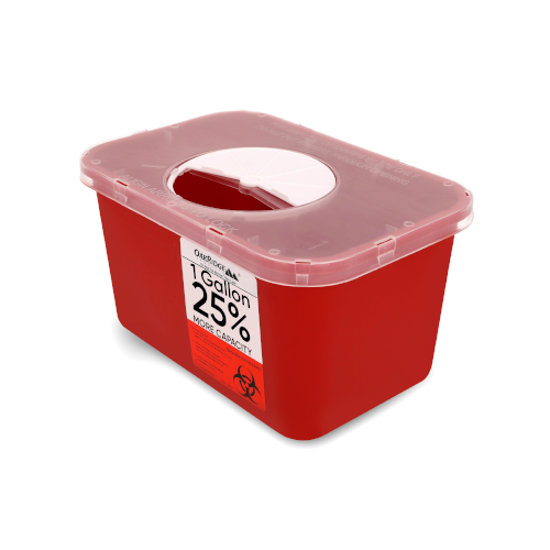 Oakridge Products Large Sharps Container for Home Use and Professional 1 Gallon (1-Pack), Biohazard Needle and Syringe Disposal, Rotating Lid, CDC Certified