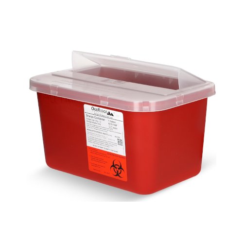 Oakridge Products Large Sharps Container for Home Use and Professional 1 Gallon (24-Pack), Biohazard Needle and Syringe Disposal, Pop Up Lid, CDC Certified